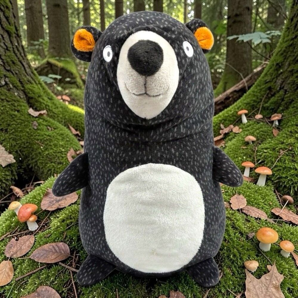 Pillowfort Woodland Forest Bear Plush circo Target Room Pillow‎ Black Gray 15.5"